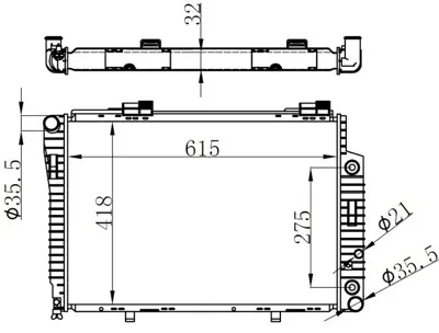 ORIS  BME059032 Radyator Brazing At(615x418x32)c-Class W202 C180/C200 93- 2025002203 2025006703 2025002103 8MK376712021 50222 MSA2174 2025006603 MS2174 DRM17071 502174R