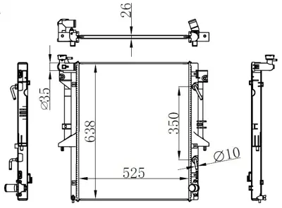 ORIS  BMI271026 Radyator Brazing At(525x638x26)l200 2015+ MN135120 1350A480 1350A182K RC00201 8MK376790331 1350A346 DRM45034 MT2202 33211077 62896