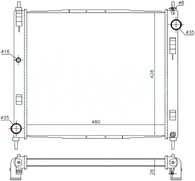 ORIS  BNI902016 Radyatör Brazing Juke 1.5 Dci 2010>(475x428x16) 214101FE0A 19M69 RA0190230 1213077 DN2385 33002385 21410BA62A 68746 107230 70169N