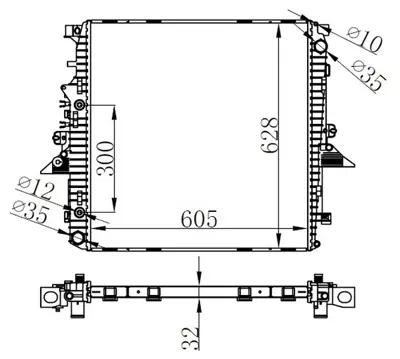 ORIS  BRO019032 Radyator Brazing At(605x628x32)discovery Iii 4.0i/4.4i 04+ Discovery Iv 10+ 64320a 500041 430135 1H0953513 1500258 440246B SCC6001 15803200 50081010 6TA011038151 WWS521C