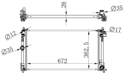 ORIS  BTO858026 Radyator Brazing A/M(672x362x26)chr 1.2 Turbo 2017+ 5mm Fin 16400 47130