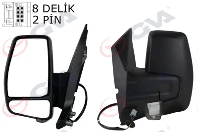 GVA  1032211 Diş Dikiz Aynasi Sag Transit Custom V362 12> Mekanik+desenli+sinyalli+konveks BK21 17683 EL5JA6 2123241