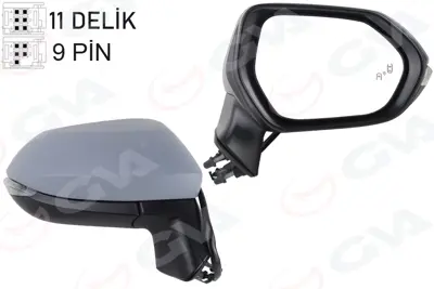 GVA  1071142 Diş Dikiz Aynasi Sağ(Katlanir+siny+astar+kör Nok+konv)9 Pin'Li Corolla E210-Auris Vm-8271ebhpr 8791012F70