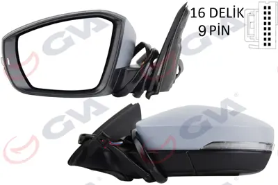 GVA  1075871 Diş Dikiz Aynasi Sol Octavia 13> Elektrikli+isitmali+katlanir+ç.Aydinlatmali+sinyalli+astarli+ Asferik 5E1857507R 5E1857507M 5E1857507H 5ED857507G 5E1857508AB
