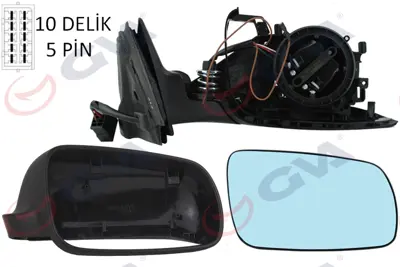 GVA  1075931 Diş Dikiz Aynasi Sağ A4 94> Elektrikli+isitmali+mavi Cam+konveks (Küçük Tip)  5 Fiş Vm-004al 8D1858531C3FZ 8D18585313FZ 8D1858531 4B0857535 323807 E0589 4A08575073FZ 27120581 4B0857535B 10113801