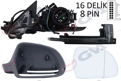 GVA  1075965 Diş Dikiz Aynasi Sağ A3 08> Elektrikli+isitmali+katlanir+3 Kapili+astarli+asferik  10 Fiş Vm-019ebar 8P1858532DC 3020065 8P1858532DC01C E2704 8T0857528DGRU 27022356 8P7858532B3FZ AD3227323 10101882 8K0949102