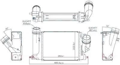 ORIS  INI505062 Intercooler Brazing Intercooler A/M(282x224x62)x-Trail 1.6 Dci 2014+ 96207 14461 4BE0A