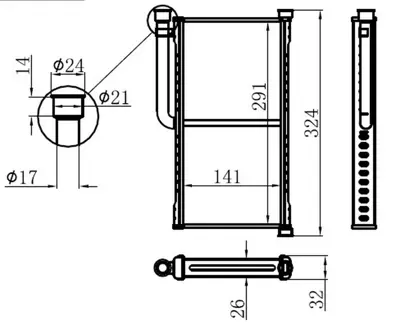 ORIS  KAU002026 Kalorifer Brazing Heater A/M(143x300x26)a6 2005-2008 4F0819031B AIA6397 70233 54206 AI6397 4F1820031 AIA6296 4F0820031 NOFRIGAIR AI6296
