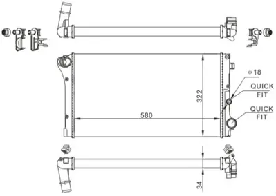 ORIS  MFI377034 Radyator Mechanical Mt(580×322×34)panda 1.3 Mjtd 03+ 617847 51759807 617847 RA0111310 17002362 FTA2295 51773195 109376 ACI17002295 BM1076 732954