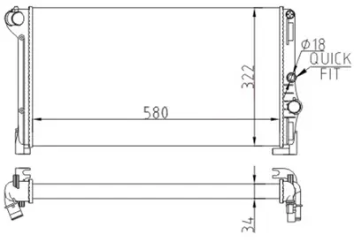 ORIS  MFI494034 Radyator Mechanical Mt(580×322×34)punto-Idea 1.3 Mjtd 04+ / Lancia Y 1.3mjtd 03+ 68806 46834067 CR2009000P 8MK376754371 QER2174 68806 60732088 8MK376900264 DRM13010 1049111 CR2009000S