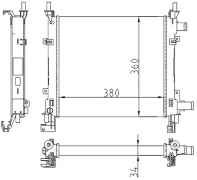 ORIS  MFR372034 Radyator Mechanical Mt(380×360×34)ka 1.3i 96+ 62083a 18002260 97KB8005CA BM777 KFD260 110077 ME97KB8005CA RA0120970 110077A 91300N 731992
