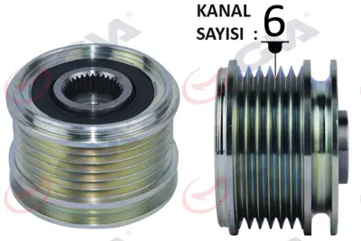 GVA  2811004 Alternatör Kasnaği (Rulmanli) Clio Ii-Megane-Kangoo-Scenic (K4m-K4j-K9k-F4p) (6 Kanal) (Ayarli) 7700110616 F00M992723 1987945414 231584 F00M147906 8200548796 F55018103 F557755 588004 333025