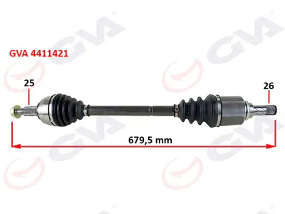 GVA  4411421 Komple Aks Sol Megane 3-Fluence 1.5 Dci 6 Vites 09=> (680mm) 391016204R VKJC6199 25570 R1566 4539T DA206991 DA206901 391013387R 250426 R411L