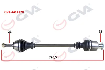 GVA  4414120 Komple Aks Sağ Kangoo 1.9dti (98-08)  (721mm) 7701352775 T1140 170402 250151 VKJC7006 170396 VKJC2896 16144980016 RE3163 170169
