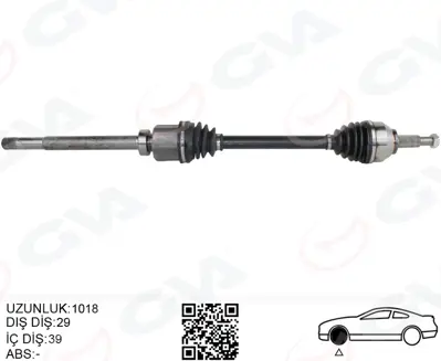 GVA  4419015 Komple Aks Sağ Renault Trafic Iii 1.6 Dci (14-) (1018mm) 218445 391005010R 92957 4422670 6000618516 R1507 30DA508132 3910000Q6M 402ST94 93453895