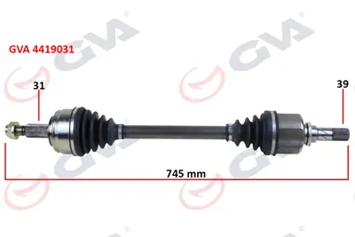 GVA  4419031 Komple Aks Sol Master 3-Movano 2.3 Dci 6 Vites (10-) (745mm) 391012360R 95513818 4406234 93167651 8200842365 4420055 391005187R 391009620R 8200843365 391012849R