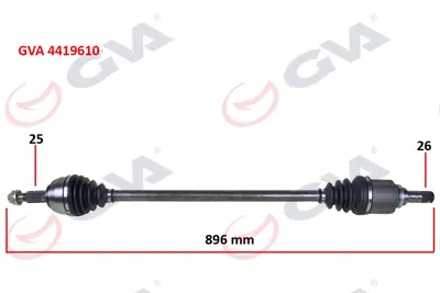 GVA  4419610 Komple Aks Sağ Dacia Dokker 1.5 Dci (12-) (896mm) 306389 391002807R 8201030532 8201529157 391006130R 391006276R 250501  T99112 882872