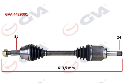 GVA  4429001 Komple Aks Sol Doblo 1.9 Jtd 01> Doblo-Albea 1.3 Mtj 05>(613.5mm) 46307674 217017 170635 5634 VKJC3686 502367 221037 FI3285 121037 26091