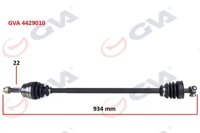 GVA  4429010 Komple Aks Sağ Doblo 1.9d 01> (934mm) 46307999 T58372 5455 VKJC3707 26102 F1381 46308347 DA00566 221196 170634
