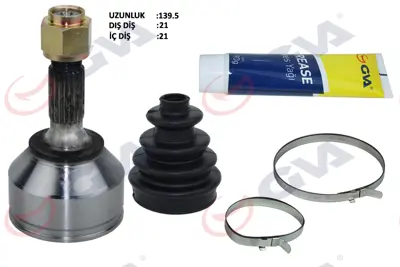 GVA  4450180K Aks Kafasi Diş Ön Citroen C2 1.1-1.4 (03-) C3 1.1i - 1.4i (02-) (21x21x48) 140.5mm 3272EN 3272FW 3272HP 3272FX 3060350 T29153 C1630 5099 1231T 3272EP