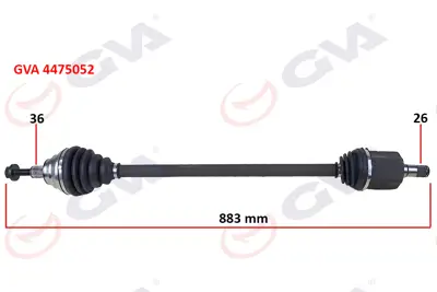 GVA  4475052 Komple Aks Sağ Golf Vi 1.6i (Auto.) (08-13) (883mm) 1K0407272FS 261094 1K0407452QX 304769 24496 1004980141 VKJC4623 BSP20770 1K0407272KB 24500