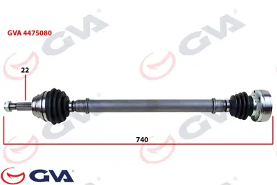 GVA  4475080 Komple Aks Sağ Polo 1.6 (94-99) (740mm) 6N0407450X 261010 6N0407272 6N0407272X 6N0407272V WW3166 JZW407450FX 9102T 21709 6N04707272