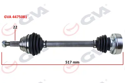GVA  4475081 Komple Aks Sol Polo 1.6 (94-99) (517mm) 6N0407271 6N0407449V 6N0407271V 6N0407449X 303546 6N0407271X 301002 261007 170127 3373100