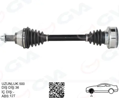 GVA  4475083 Komple Aks Sol Polo-Ibiza-Fabia 1.4 16v (01-12) (500mm) 6Q0407271AK VKJC5072 42121T 6Q0407271AT 6Q0407451EX SE3080 6Q0407271AL 6Q0407451EV 24777 24096