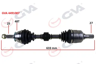 GVA  4491007 Komple Aks Sol Hyundai Accent Era 1.5l D4fa Crdi 06-10 Abs'Li  (25x27 - Abs= 48 Diş) Komple Boy = 633mm 495001E600 224045 495001E610 824047 495001C550 495001C450 495001E650 VKJA5751 12080663 3584350