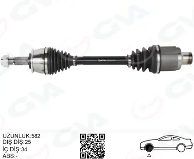 GVA  4491220 Komple Aks Ön Sağ Opel Mokka 1.4 A-T-1.6 Cdti A-T/M-T (12-)-Chevrolet Trax 1.4 A-T (12-14) 5374096 T58564 5374199 VA296R VA276R VA276RN VA296RN 95390015 25977 95522308