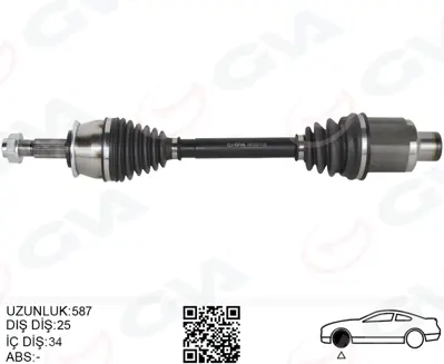 GVA  4491222 Komple Aks Sağ Opel Mokka 12>1.4 Net 1.6 Cdti Dtn-Dtu-Dth Chevrolet Trax 1.4-1.6 12> (Manuel Vites) (Diş 24 Diş - İç 34 Diş) 5374157 94560851 50766 3259540 95520815 94522006 5374200 95390018 5374097 3634000