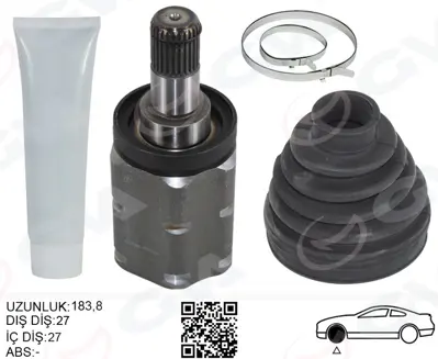 GVA  4499005KI Aks Kafasi İç Ön Sol Bmw X5 E53 00> (Sanziman Tarafi Uzunluk-> 183.8mm) 31607565313 31607505003 655924 4179T BM500AN BM500A 924148 24148 JC4179 121056