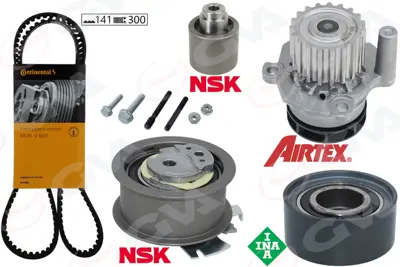 GVA  59WPK7526 Devirdaimli Eksantrik Gergi Kiti Passat-Jetta-Golf5-Octavia-A3-A6 2.0tdi 04-06(Bkp-Bkd-Bre-Blb-Bmr) 03G198119 03G198119B 03G198119D