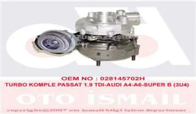 GARRETT  4542315007S Turbo Komple Passat 1.9 Tdi-Audi A4-A6-Super B (3u4)  X 028145702HV500