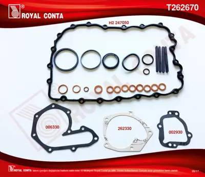ROYAL CONTA PB 2919 Alt Takim Conta Keçesiz Krt Cntl Kng-Exp-Clio 1.9d F8q  (247670) 3000852001 3000951303 3000951503 619300400 619303300 620310200 821242 821458 826521