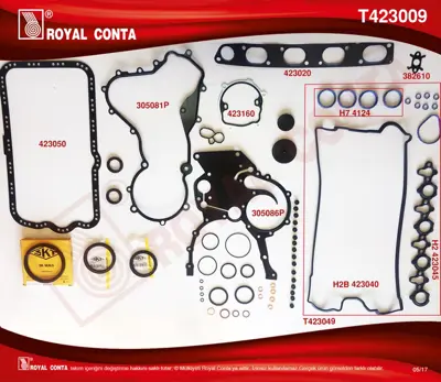ROYAL CONTA  T423009 Takim Conta (Skt Keçeli+reinz Subp.Last+skc'Siz) Master 2.2-2.5 Dci (G9t-G9u) 3000852001 3000951303 3000951503 619300400 619303300 620310200 821242 821458 826521