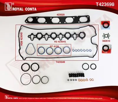ROYAL CONTA  T423698 Üst Takim Conta (Corteco Keçeli+reinz Sub.Last+skc'Siz) Master 2.2-2.5 Dci (G9t-G9u) 52260900 D36549 4433416 7701477813 7701475278 52204100 418723P HK0715 D3654900 93198084