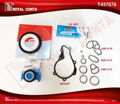 ROYAL CONTA  T437678 Motor Alt Takim Conta (Reinz Keçeli ) (Skcsiz)focus Ii 1.6 Tdci 04>11 Fiesta 1.6 Tdci 02>08 Fusion 1.6 Tdci 04>14 Volvo C30 06>12 S40 Ii 06>12 S80 Ii 06>12 V50 05>12 V70 Iii 09>11 1.6d-206-207-307-30 3M5Q6008AA 0197.07