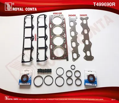 ROYAL CONTA  T499690R Motor Takim Contasi (Reinz Keçe+sub.Las) Doblo-Palio-Albea 1.6 01> (182.B6.000/Mt.No:505169'A Kadar) 52188000 510821000 71718142 71769840 D3706500 198890 418435P HS1403 D3709200 23707001