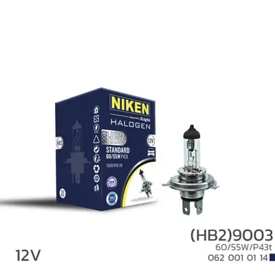 NIKEN  0620010114 Niken 9003 (Hb2) 60w/55w Halojen Ampul P43t (12v) 3000852001 3000951303 3000951503 619300400 619303300 620310200 821242 821458 826521