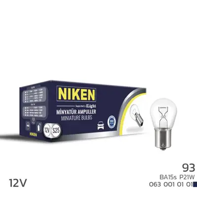 NIKEN  0630010101 Niken 93 Ampul  Düz Ba15s P21w (12v) 10lu 3000852001 3000951303 3000951503 619300400 619303300 620310200 821242 821458 826521