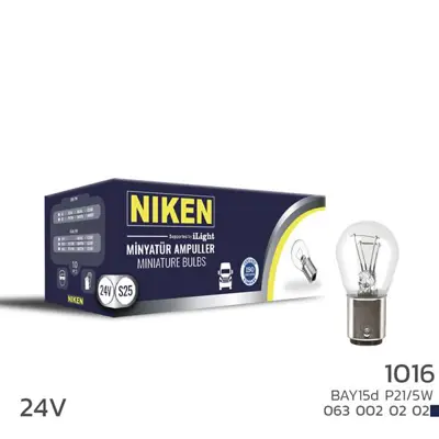 NIKEN  0630020202 Niken  24v 1016 Ampul Şt (P21/5w) Bay15d 10lu UNIVERSAL 20145102 11132 30672328 4896262SP22 24456222 5122064SP22 400129110SP22 220728 4904819SP22