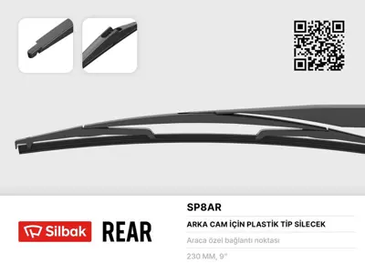 SİLBAK D00163/11 Silecek Süpürgesi Arka Plastik Tip 200mm Renault Clio V (06/19>) 3000852001 3000951303 3000951503 619300400 619303300 620310200 821242 821458 826521