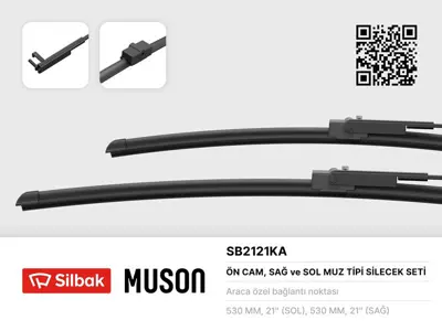 SİLBAK  SB2121KA Silecek Süpürgesi 530/530mm (Muz Tipi) Skoda Super 02-05 Vw Passat 02-05 3000852001 3000951303 3000951503 619300400 619303300 620310200 821242 821458 826521