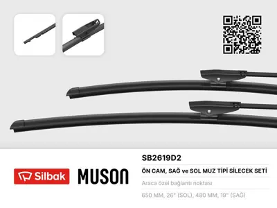 SİLBAK  SB2619D2 Silecek Süpürgesi 650+480 A3 Sportback [8ya]&Nbsp; 11/19> 3000852001 3000951303 3000951503 619300400 619303300 620310200 821242 821458 826521