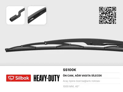 SİLBAK  SS100K Silecek Süpürgesi 1000mm Kancali Tip Euro Star (0404.0 505 Shd Teamstar..)-Mercedes-Benz-O403-0305 (Tourismo)-0404-İntegro(0 550)-Travego-L 0350 99-Plaxton Bus 1990-Cania Omni Line Tourist-Volvo 9.90 3000852001 3000951303 3000951503 619300400 619303300 620310200 821242 821458 826521