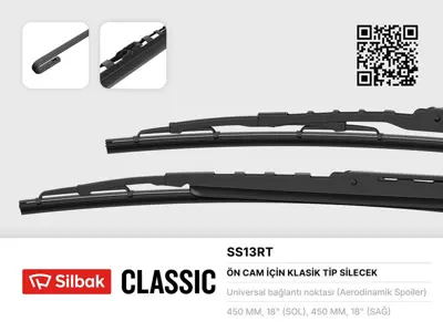 SİLBAK  SS13RT Silecek Süpürgesi 450/450mm Astra F-Corsa B 3000852001 3000951303 3000951503 619300400 619303300 620310200 821242 821458 826521
