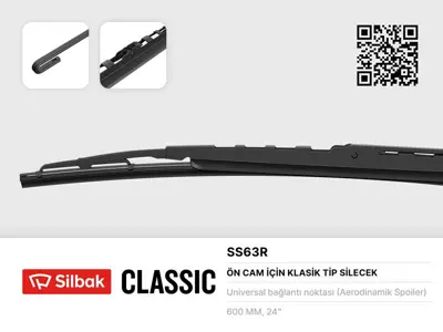 SİLBAK  SS63R Silecek Süpürgesi 600mm Rüzgarlikli Üniversal (Vw T5-Hyundai Tucson-Kia Sportage-Sorento..) 3000852001 3000951303 3000951503 619300400 619303300 620310200 821242 821458 826521