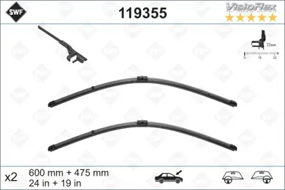 Valeo  119355 (X) Silecek Süpürgesi Ön Golf5-Jetta-Caddy (600 X 475 Mm) 61617198669 18203945 4B1955425C CF6045 3397007432 CF6048 1K0998002A 7049187 3397118938 726328