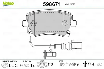 Valeo 3032546 Arka Balata Transporter T5 T6 04=> (Gdb1557) (Fişli)     (Fte Kirmizi Kutu) 7H0698451 BBP1930 8E0698451N GDB1769 PCP1238 8E0698451C GDB1516 BP1457 4E4698451 KBP1930